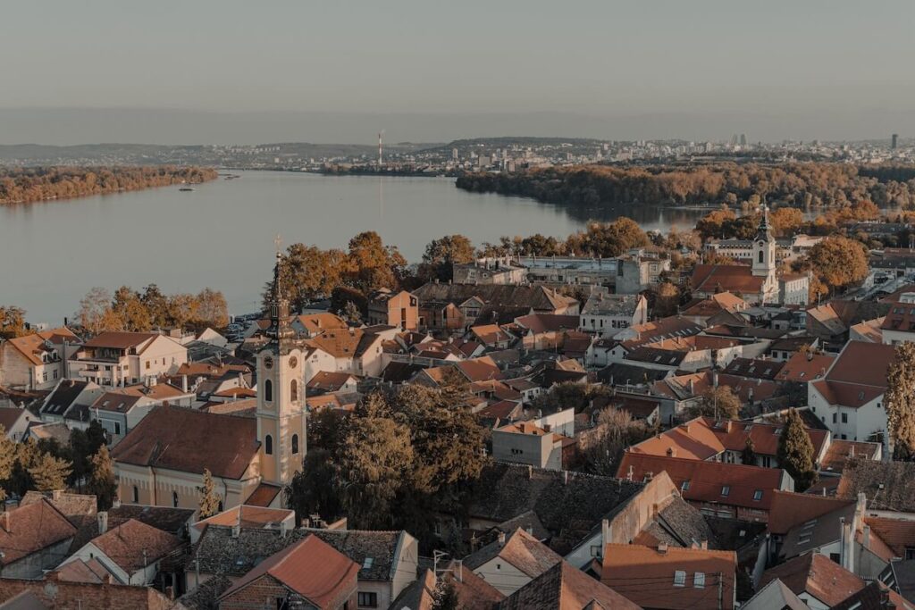 aerial view of Zemun, Belgrade, Serbia