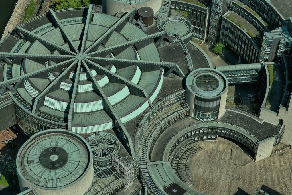 industrial rooftops in Düsseldorf, North Rhine-Westphalia, Germany