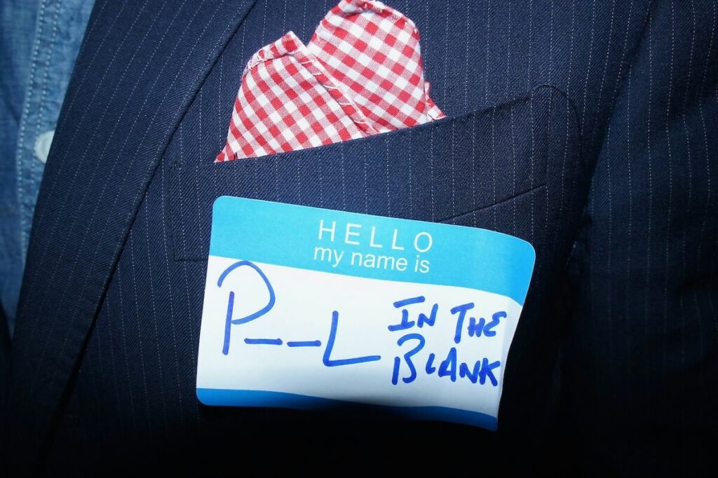 person wearing nametag