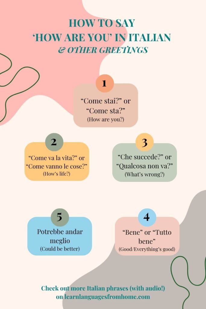 how are you in Italian Pinterest image