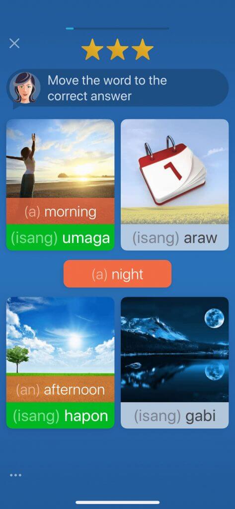 Learn tagalog on Mondly app