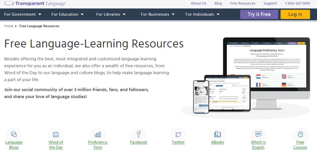 Spanish language resources on Transparent Language
