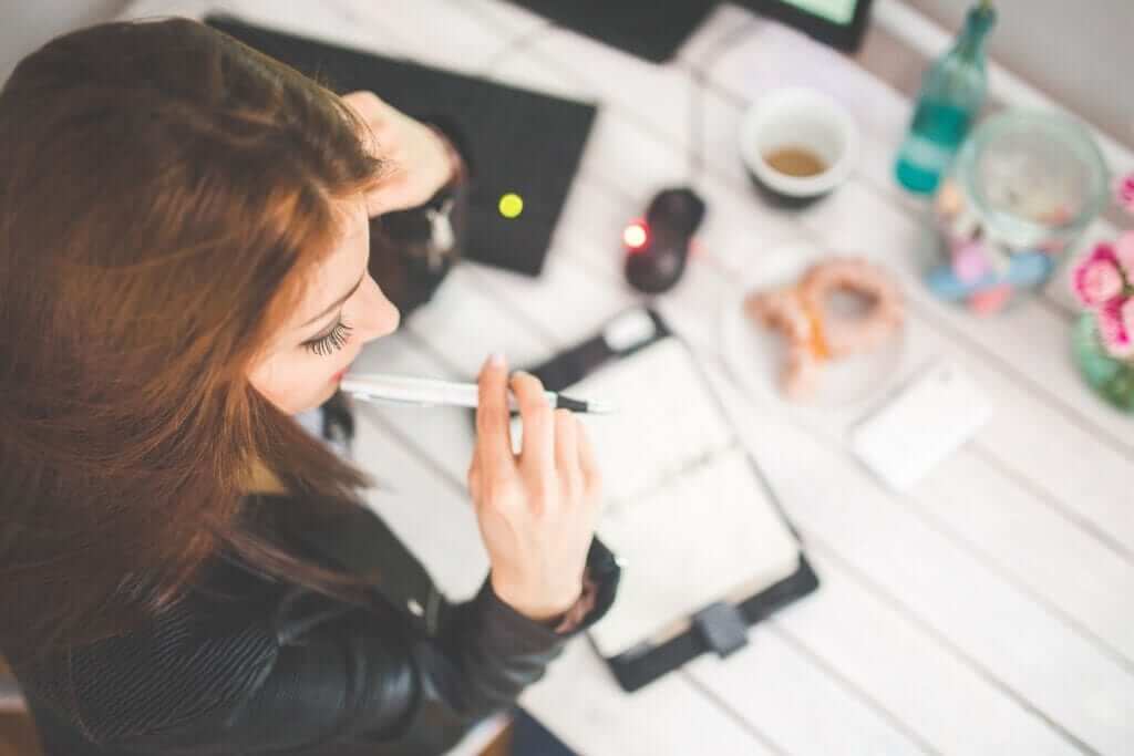Girl learning German