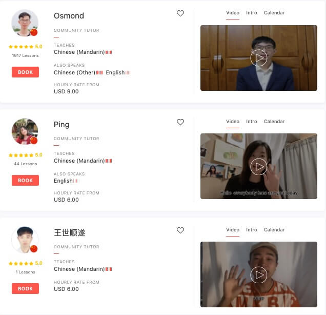 Chinese tutors on italki