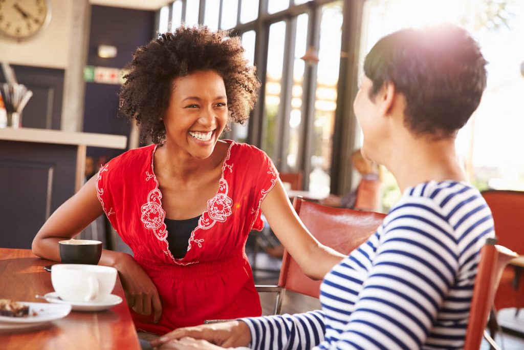Language exchange in a cafe