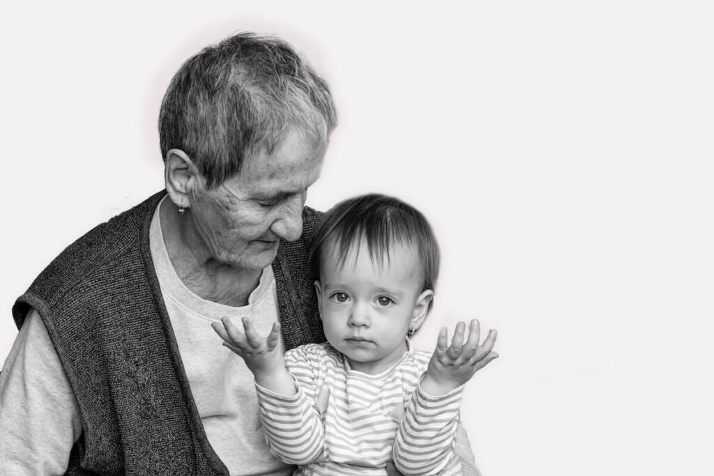 Old man and baby