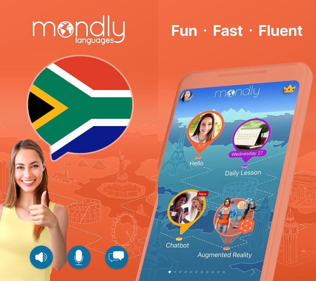 Learn Afrikaans on Mondly app