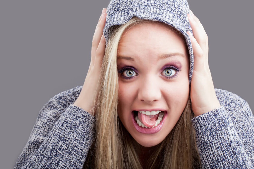 Girl practise French tongue twister