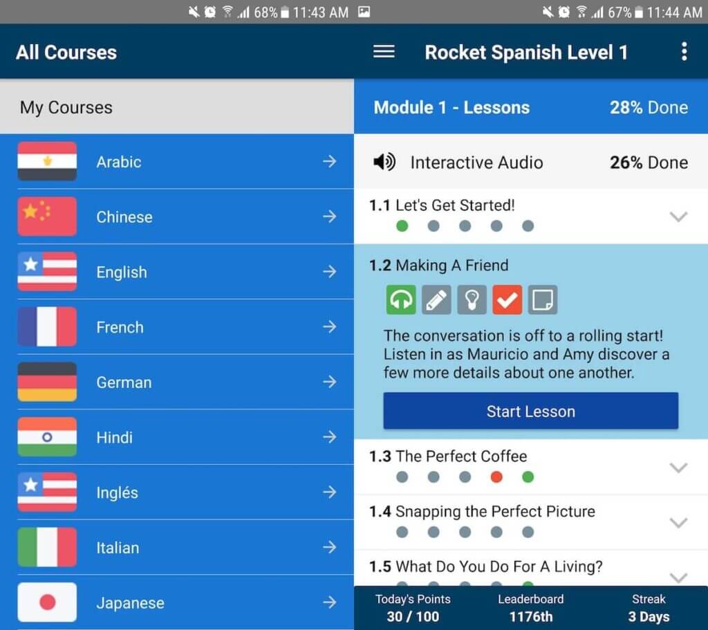 Rocket languages app is a good Duolingo alternative