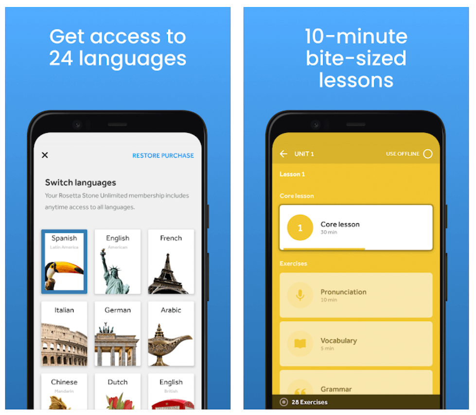 Rosetta Stone app is a good Duolingo alternative