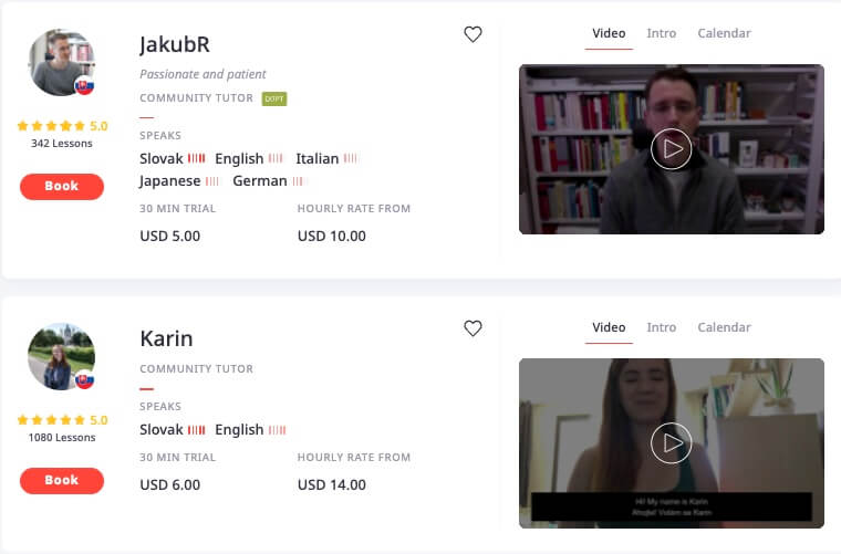 Slovak tutors on italki