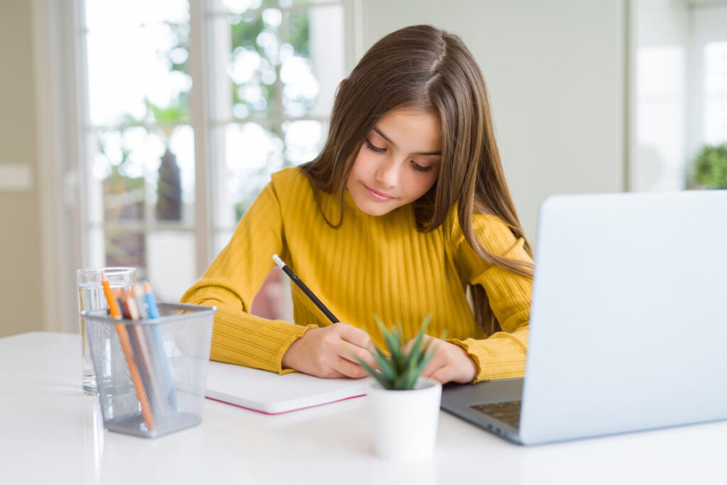 Girl studying at a desk