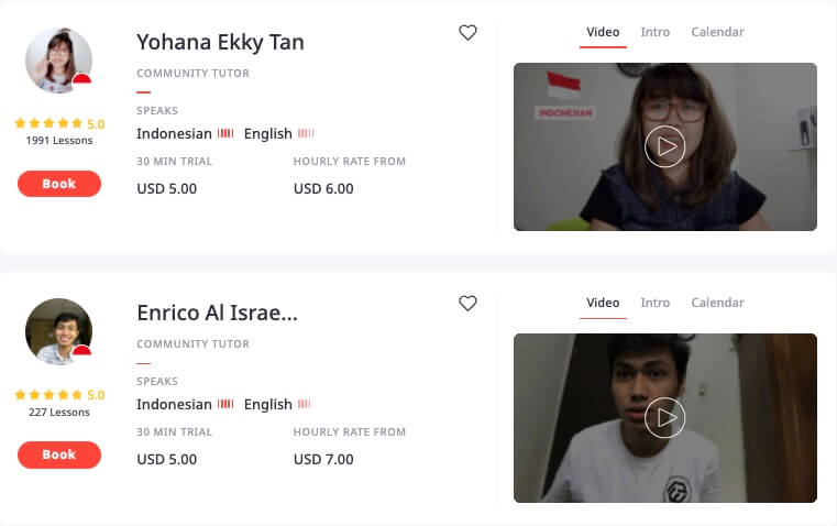 Indonesian tutors on Italki