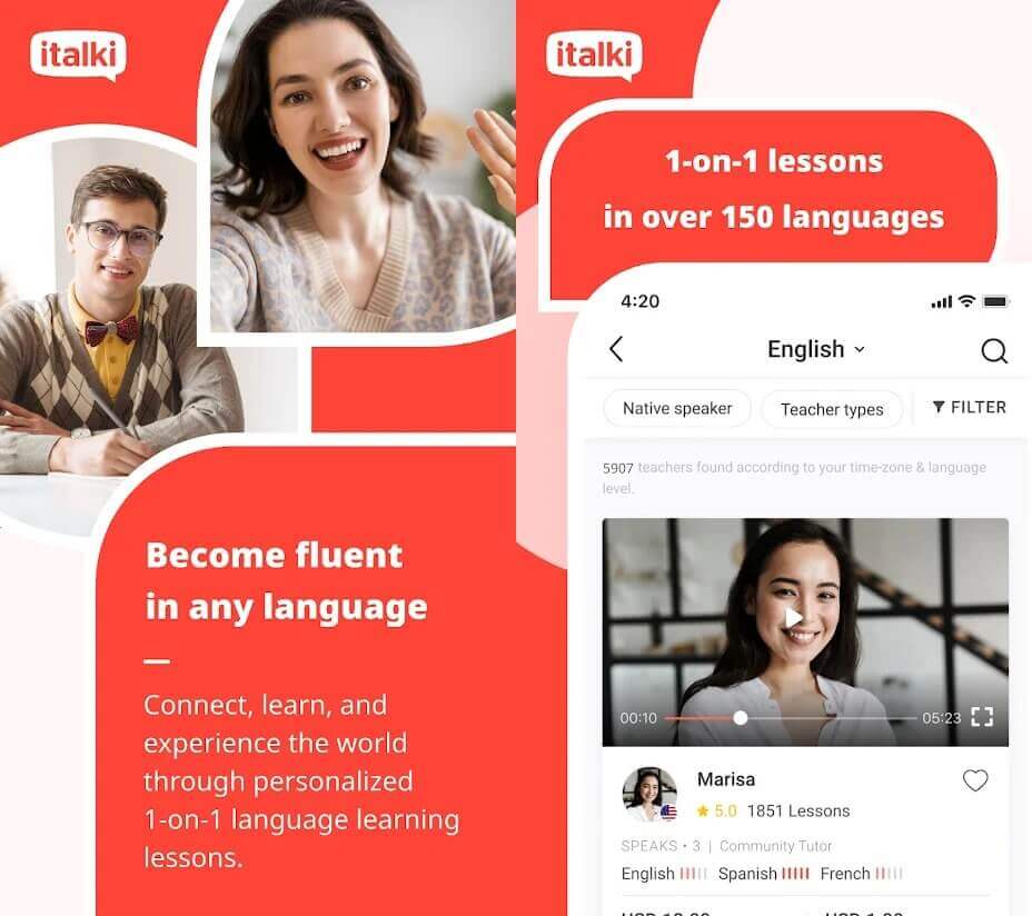 Italki tutor app