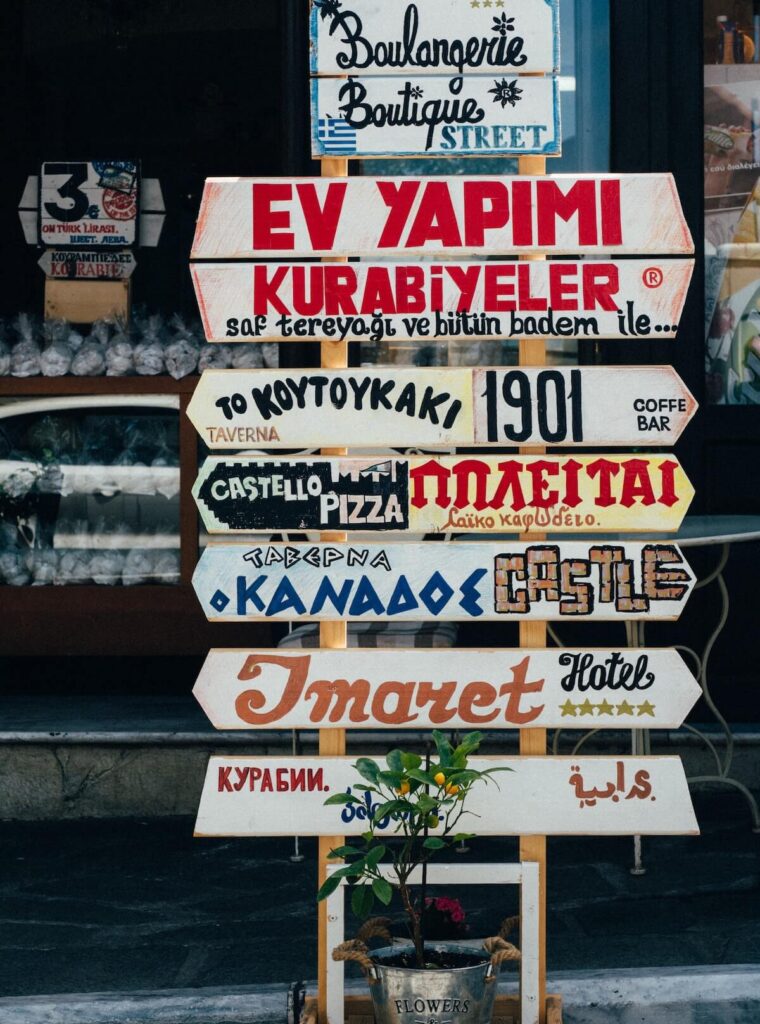 Languages signboard