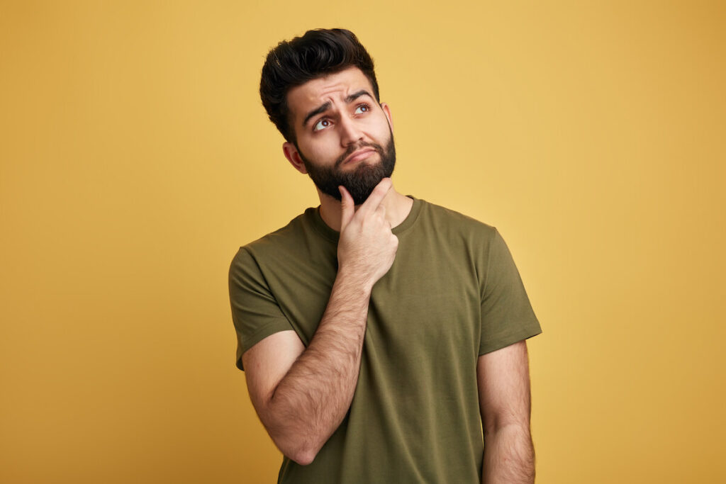 man in thinking position