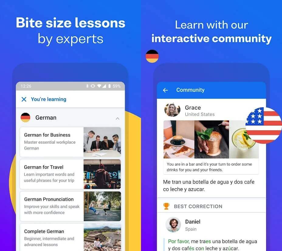 Busuu app to learn Portuguese