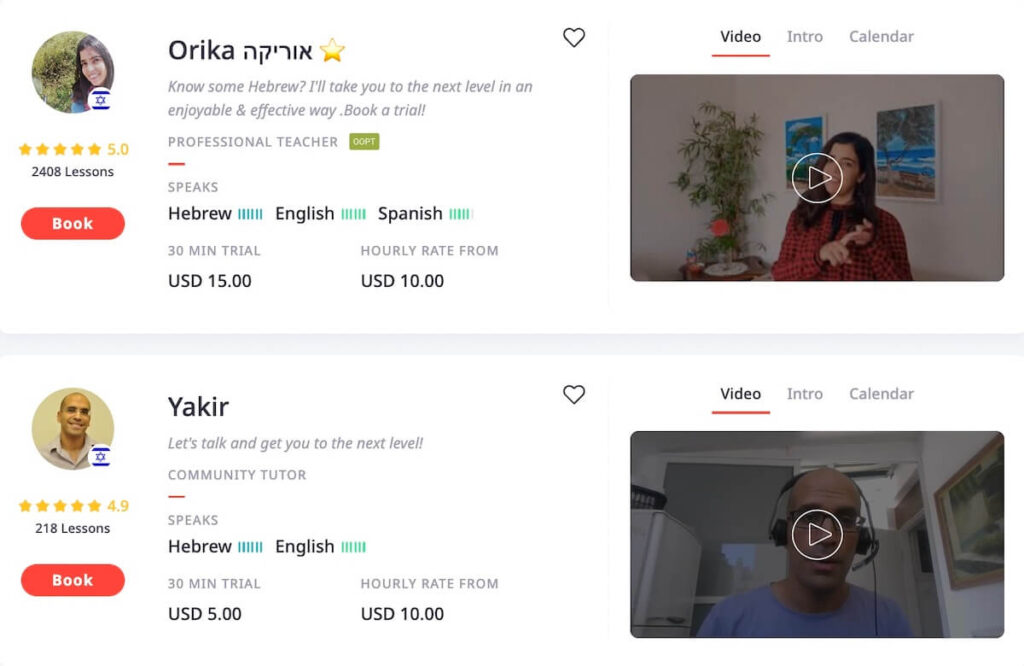 Hebrew tutors on Italki