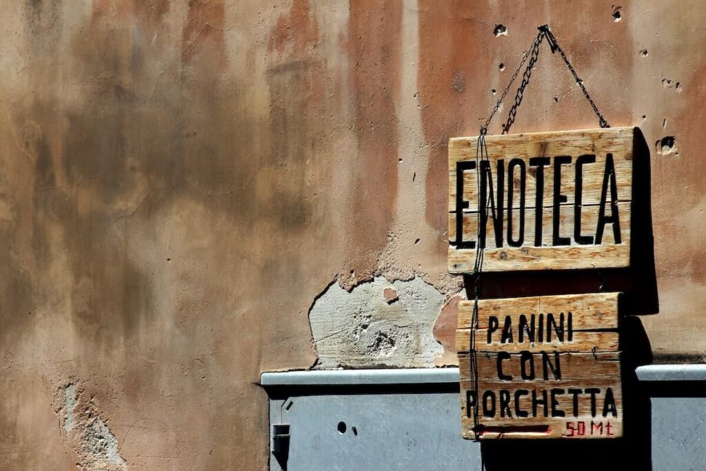 Italian food shop sign