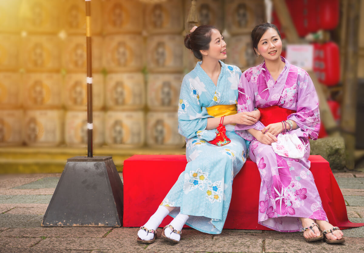 Japanese women wearing kimono