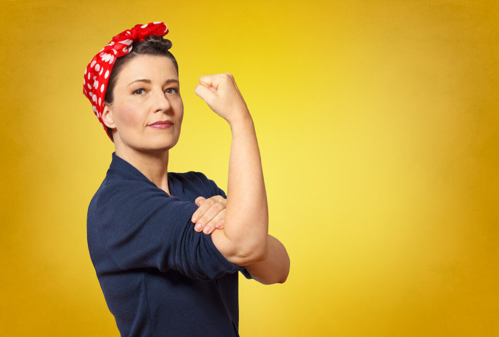 Woman with clenched fist