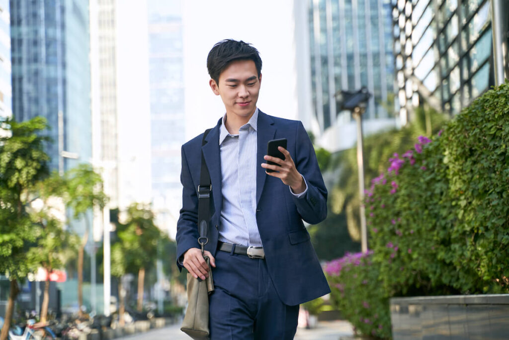 Korean businessman with cellphone