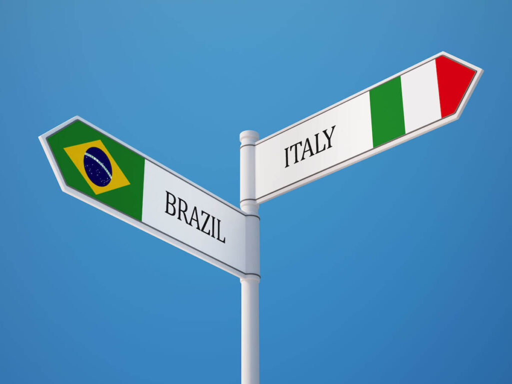 Brazil and Italy direction signs