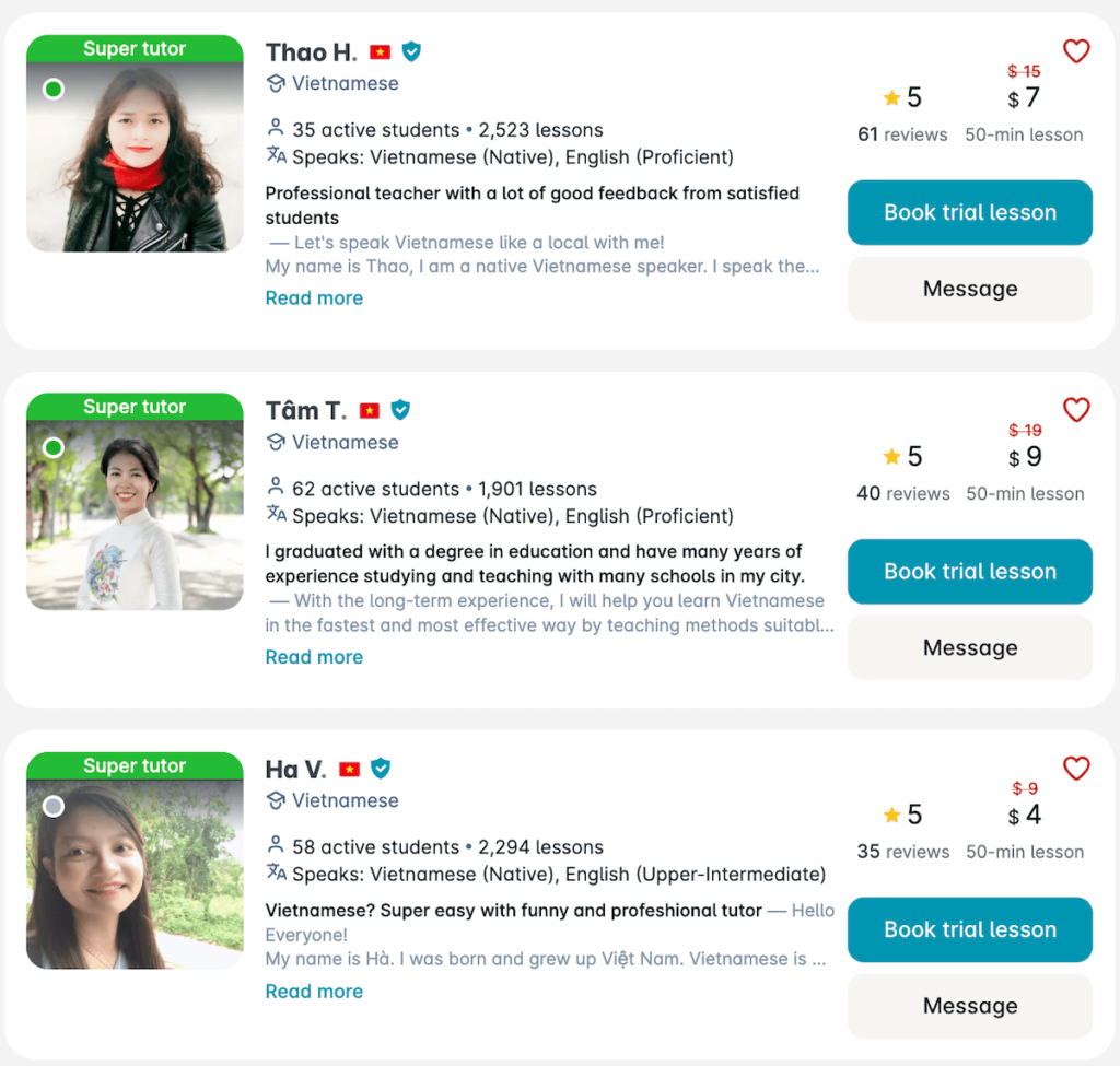 Hire Vietnamese tutors on Preply
