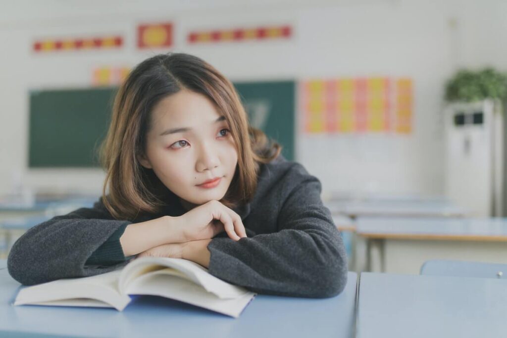 A female student in a classroom