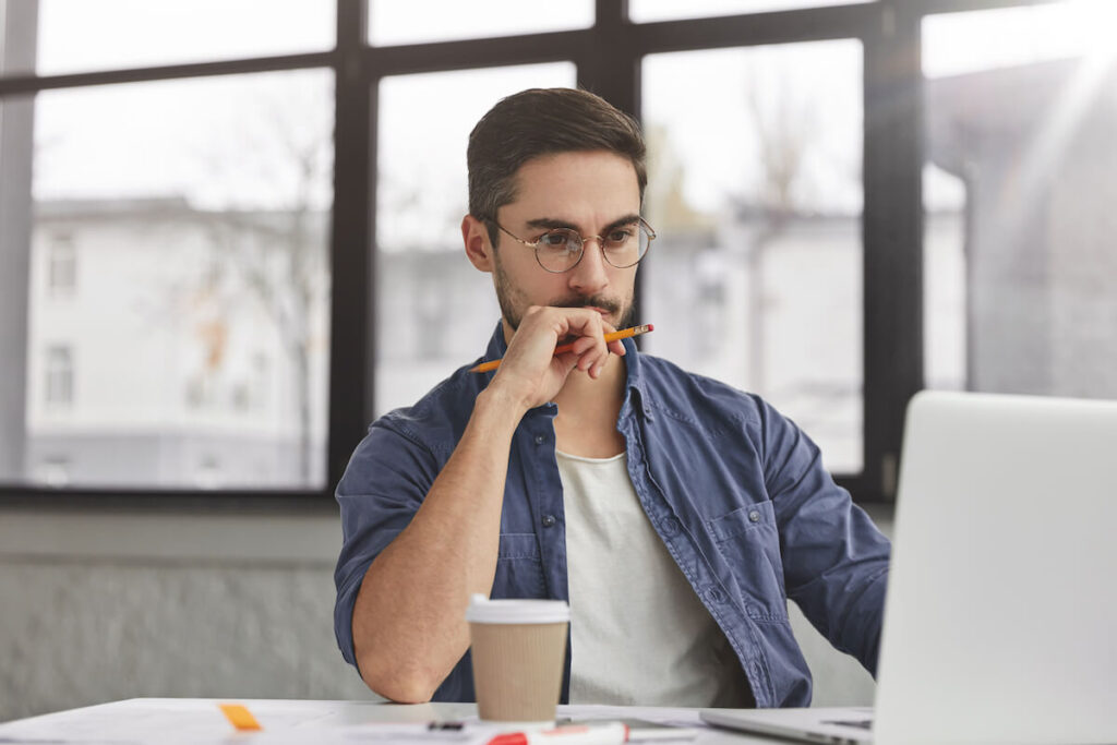 man working with laptop