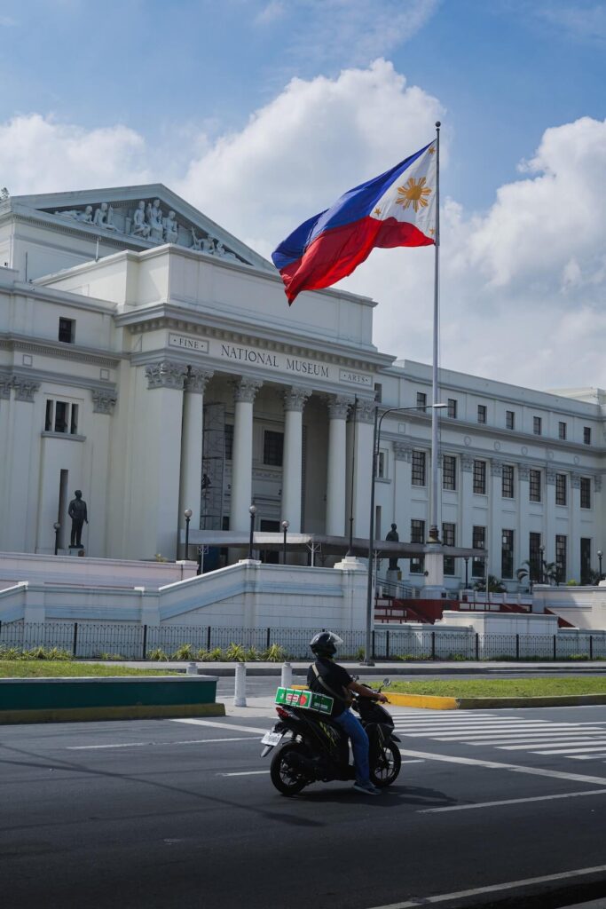 flag of the Philippines hoisted near the National Museum