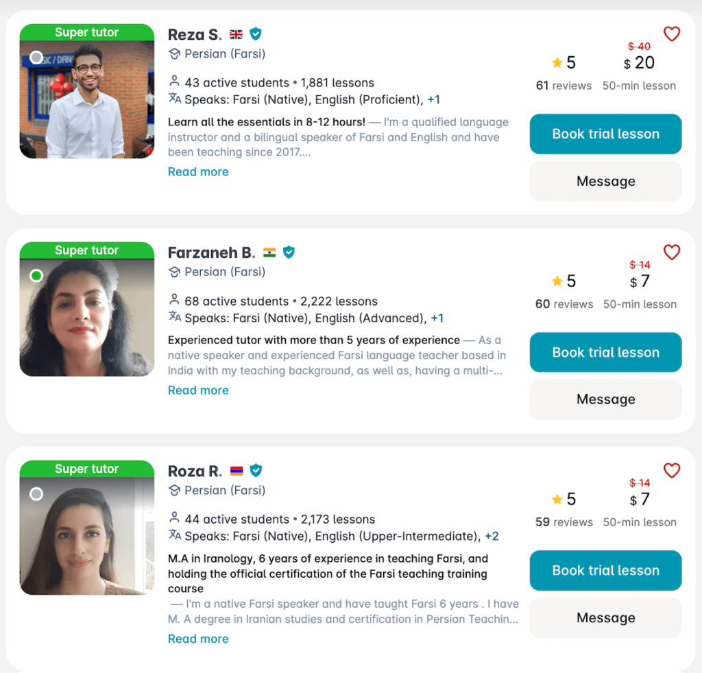 Hire Farsi tutors on Preply