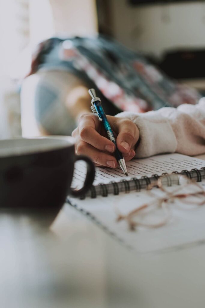 handwriting on a journal