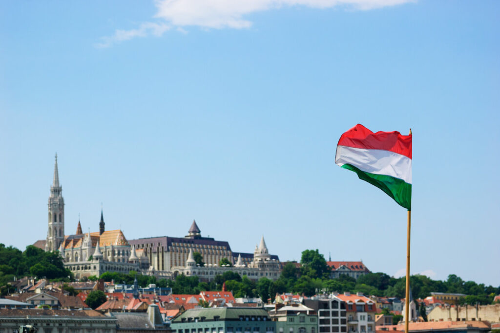 Flag of the Republic of Hungary waving in the wind