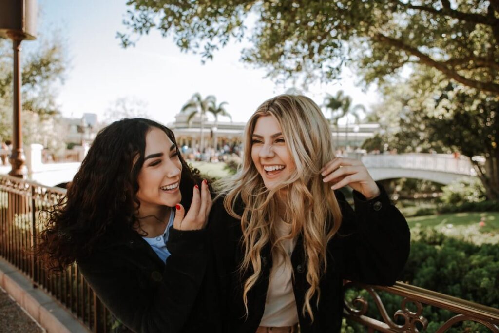 two women laughing
