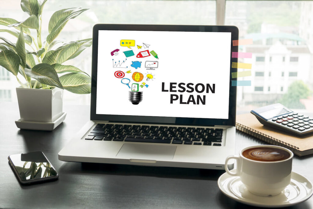 lesson plan flashed on laptop screen