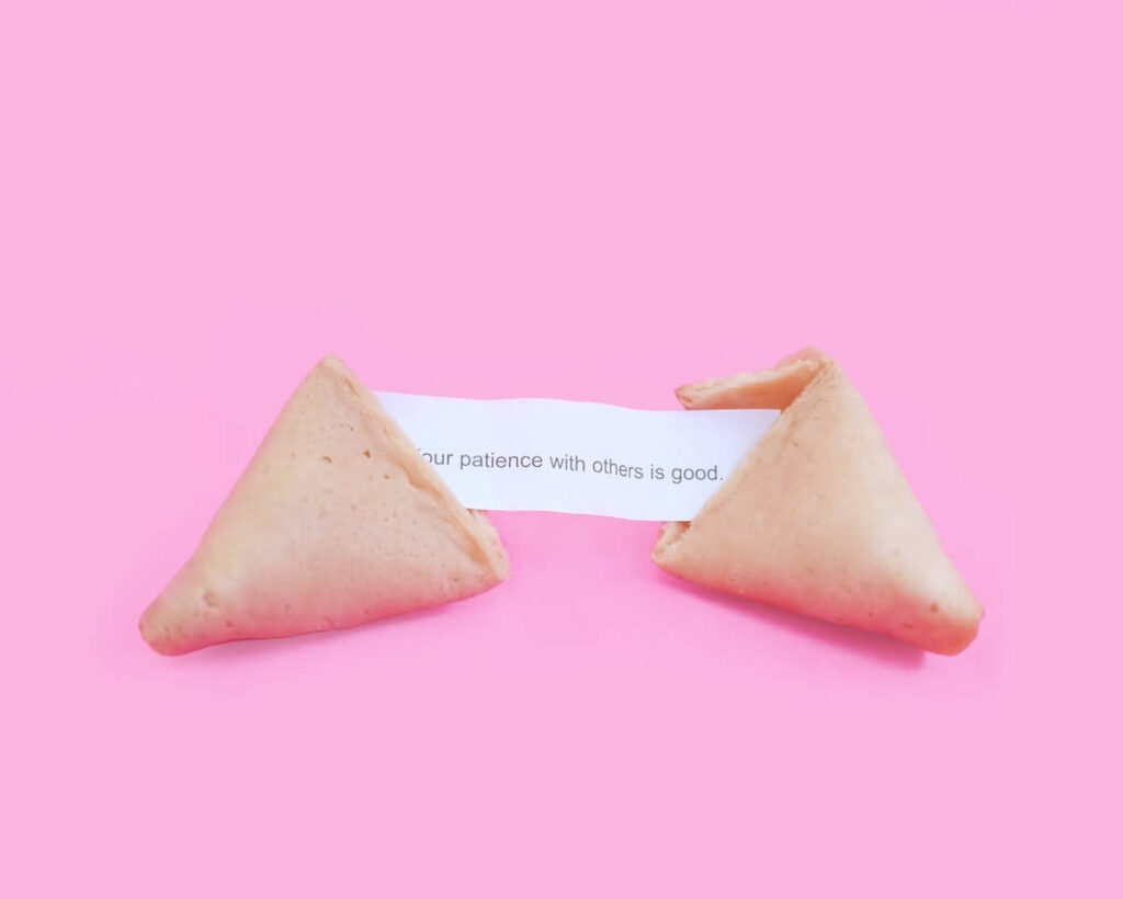 Fortune cookie with message about patience