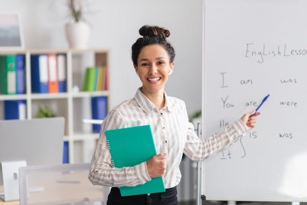 happy smiling English teacher