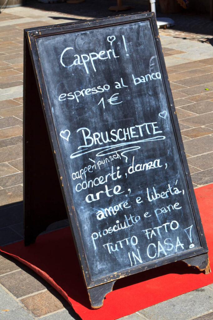 Blackboard with offerings of a restaurant in Graz, Styria, Austria