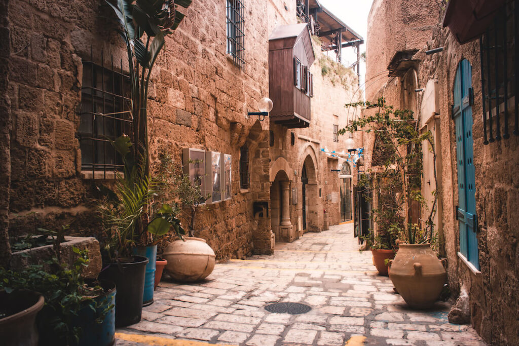 quiet alley in old city Jaffa, Tel Aviv, Israel