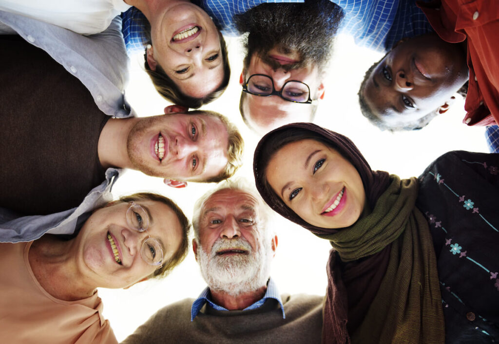 People of different ages and nationalities grouped together
