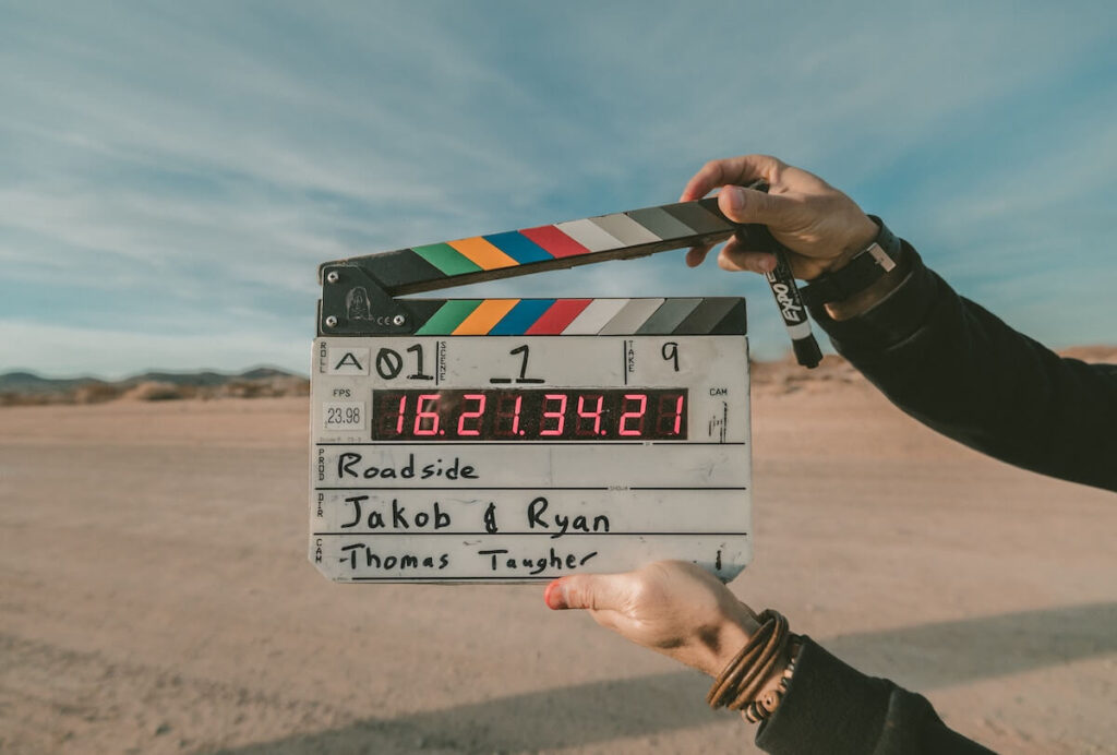 clapperboard in the desert