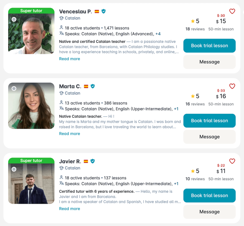 Hire Catalan tutors on Preply