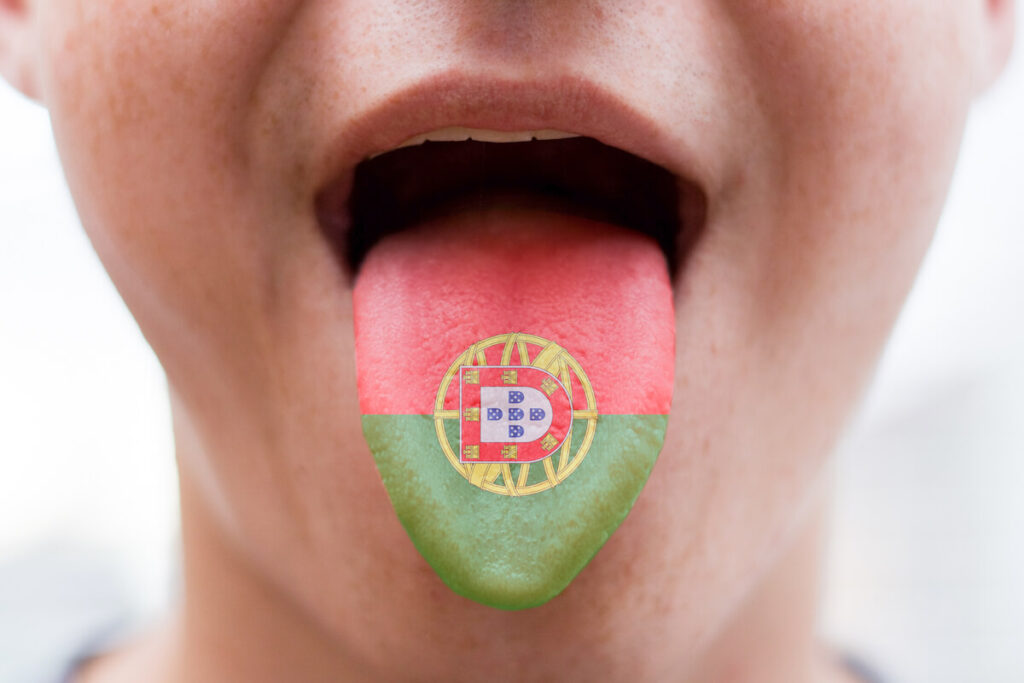 tongue with the flag of Portugal