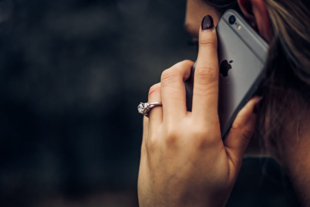 woman answering a phone call