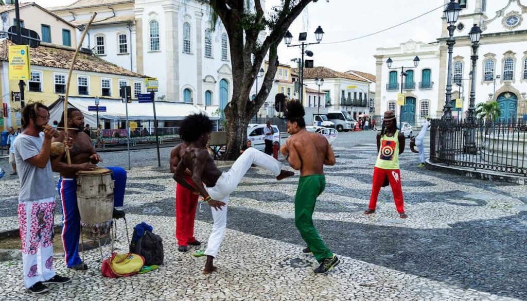 group playing capoeira in salvador da bahia