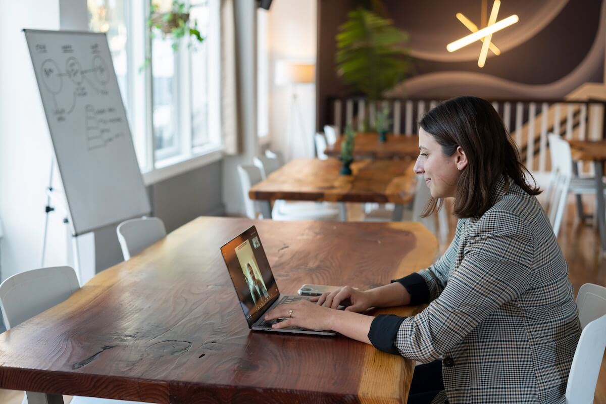 woman on video call