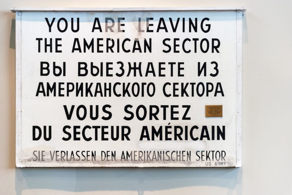 checkpoint charlie multilingual sign