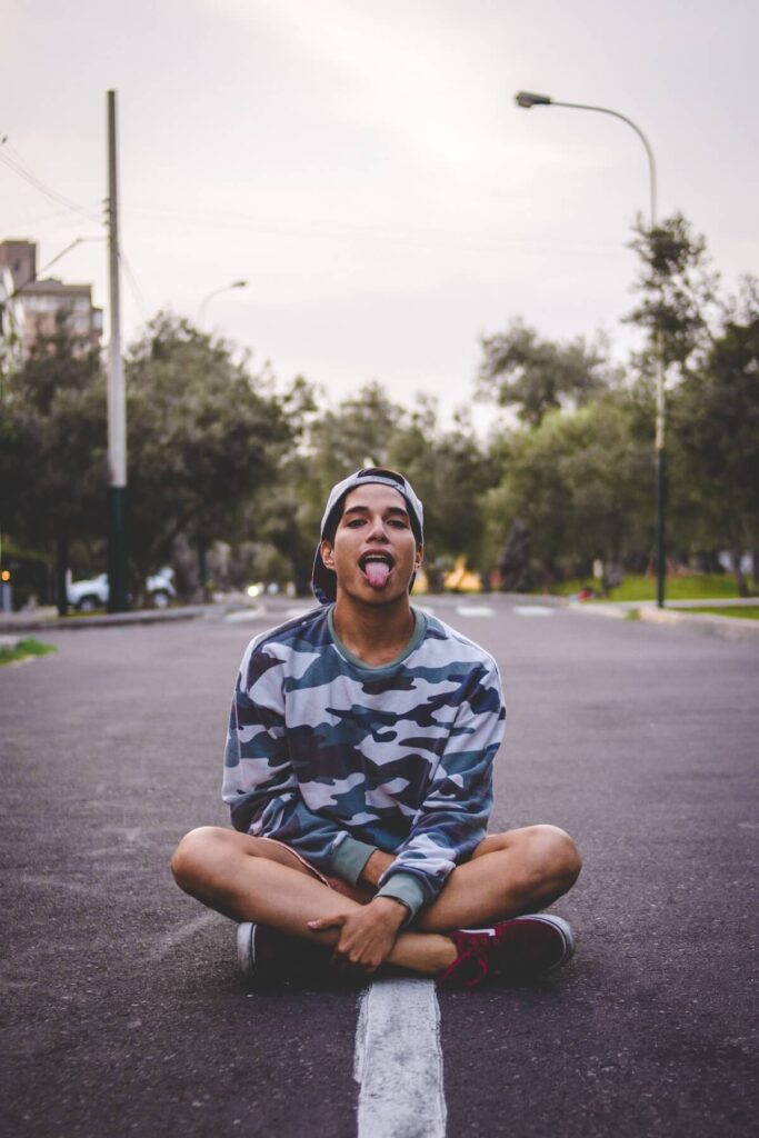 Man stick out tongue