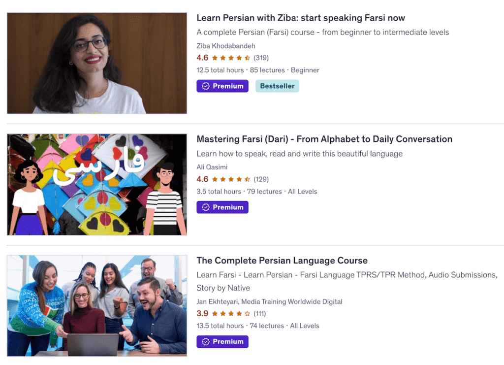 Learn Farsi on Udemy